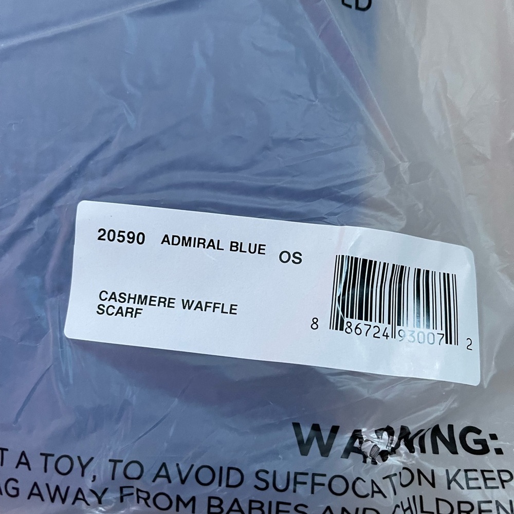 White + Warren Admiral Blue Cashmere Waffle Scarf 20590 - Picture 4 of 6